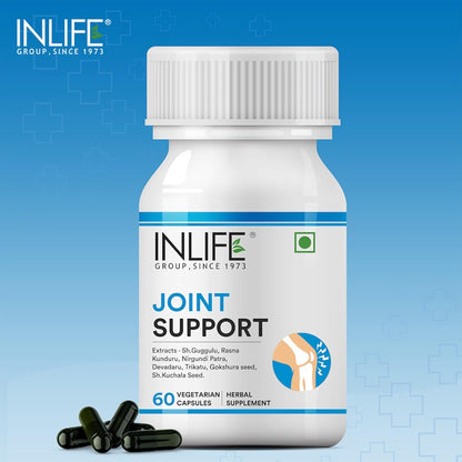 INLIFE Joint Support Supplement with Ayurvedic Herbs | Boswellia Serrata, Guggul, Tribulus, Rasna and more - 60 Vegetarian Capsules (Pack of 1)