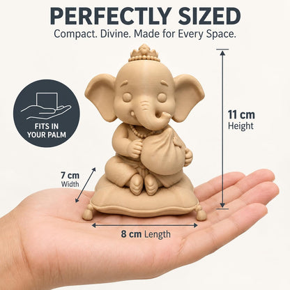 Cute Mini Ganesha Idol | Lightweight Ganpati Statue for Car Dashboard, Mandir, Office Desk & Gifting | 11 cm