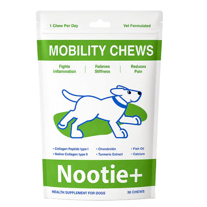 Nootie+ Hip & Joint Supplement for Dogs | Dual Collagen, Glucosamine & Chondroitin | Supports Mobility, Relieves Stiffness & Pain | Vet-Formulated Soft Chews | 30 Chews (All Breeds)