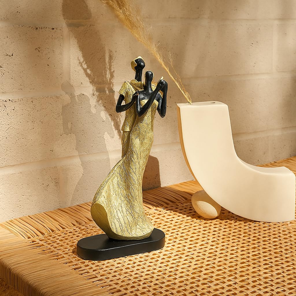 Xtore Lavish Golden Black Resin Couple with Bird for Home Decor (Pack of 1, Golden & Black)