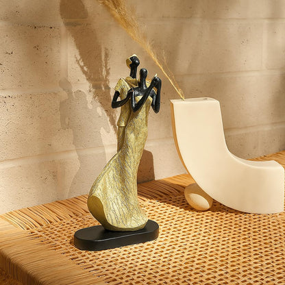 Xtore Lavish Golden Black Resin Couple with Bird for Home Decor (Pack of 1, Golden & Black)