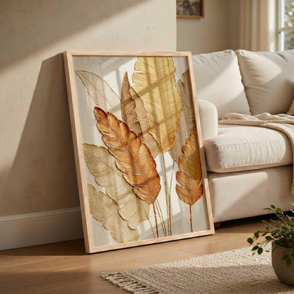 Aesthetic leaf Art Home Decoration | Floral Paintings With Frame For Living Room Bed Room Hotel Wall Decor Digital Reprint (13x17 inch)