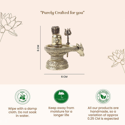 Brass Shivling with Nandi Face, Trishul & Nag | Shiva Idol for Pooja & Home Temple | Auspicious Brass Gift Item (Design09: L6 x W4 x H6 cm)