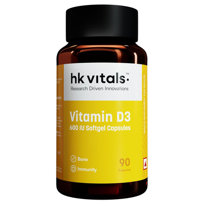HealthKart hk vitals Vitamin D3 (600 IU) | With Sunflower Oil, Promotes Calcium Absorption | Bone Health, Muscle Strength & Immunity
