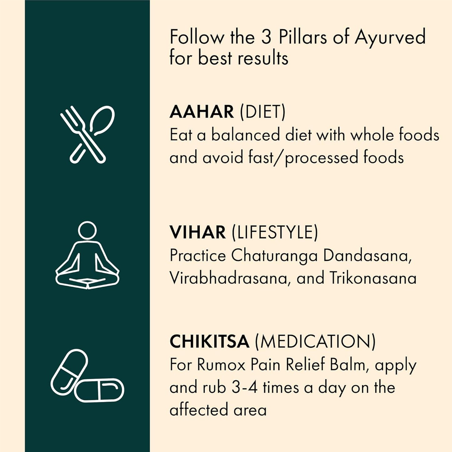 Dr. Vaidya's Rumox Pain Relief Balm | For Head Ache, Body Pain, Joint & Muscle Pain | Mix Of Oils - Mahanarayan, Cajuput, Wintergreen | (50g Each)