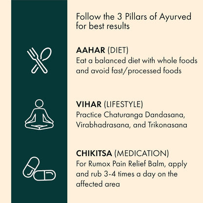 Dr. Vaidya's Rumox Pain Relief Balm | For Head Ache, Body Pain, Joint & Muscle Pain | Mix Of Oils - Mahanarayan, Cajuput, Wintergreen | (50g Each)