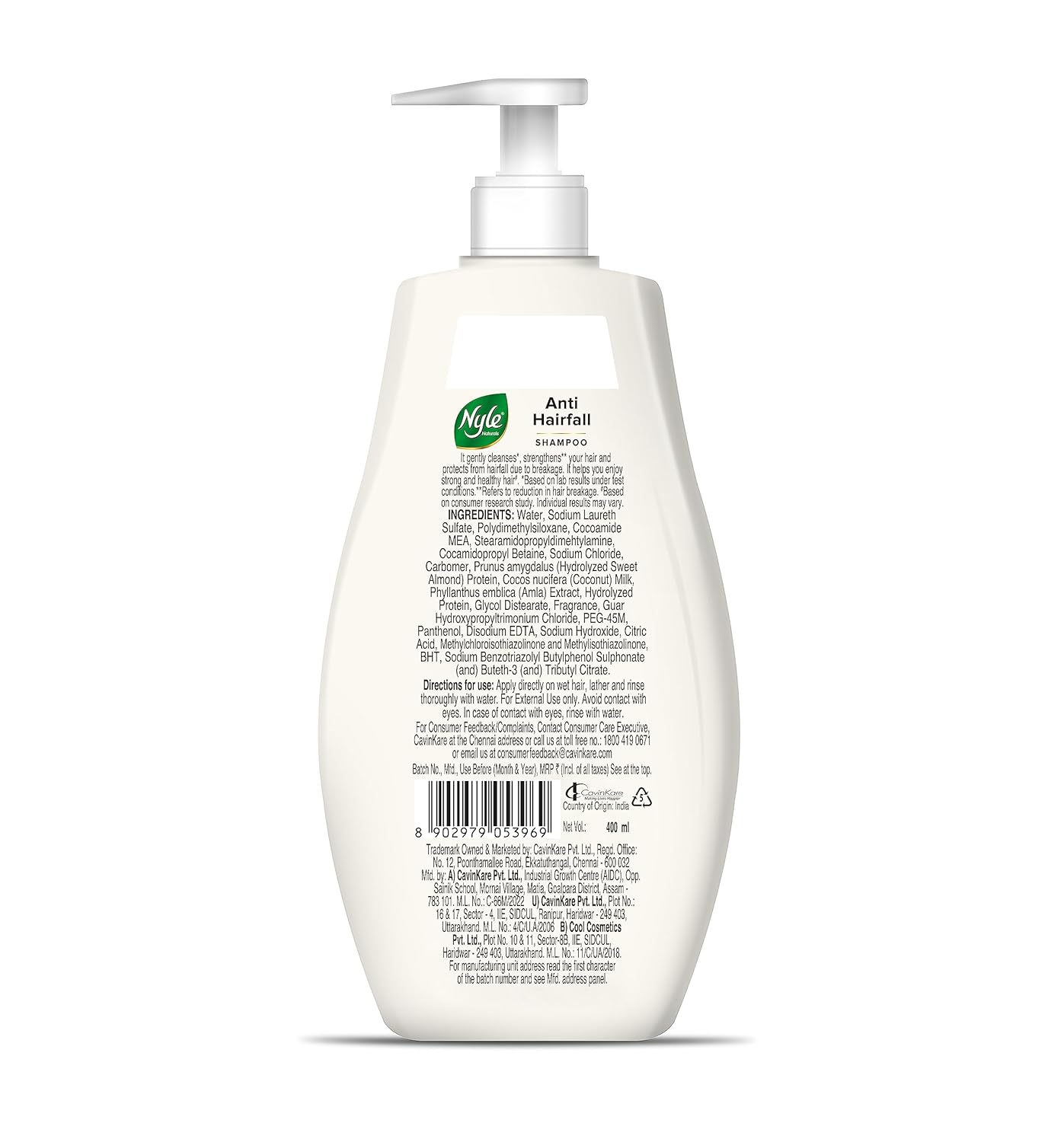 Nyle Naturals Strong & Healthy Anti Hairfall 2 In1 Shampoo With Active Conditioner, With Almonds And Green Gram Sprouts, 400ml