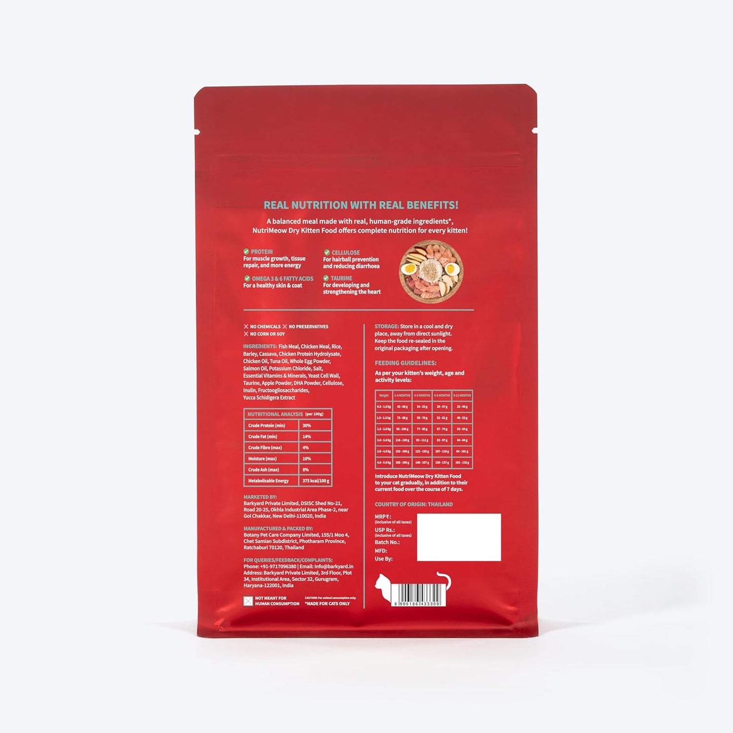 NutriMeow Fish & Chicken Kitten Dry Food for All Breeds - 400 gm | Daily Balanced Nutrition with Protein, Vitamins & Minerals for Growth Support | Healthy Digestion, Immunity, Skin & Coat Support
