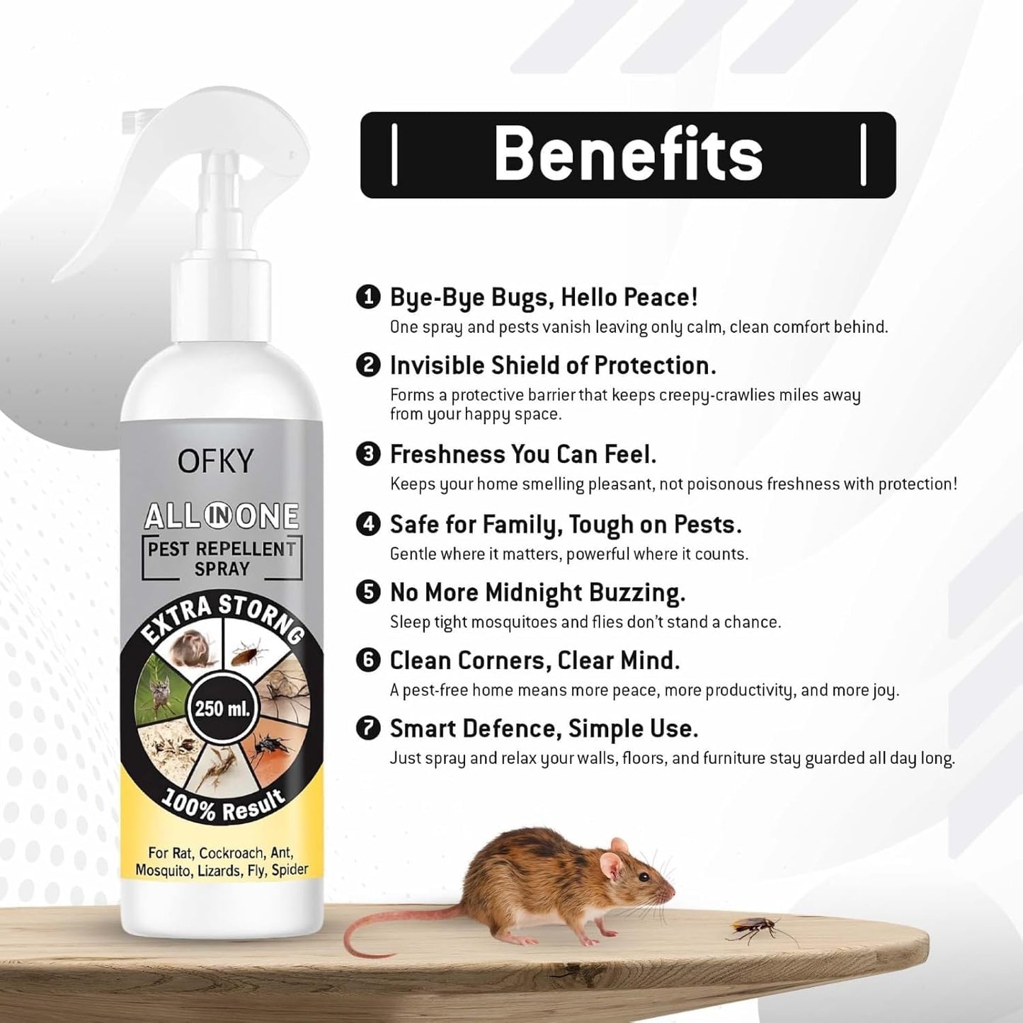 Aifanciey Natural All-in-One Insect Spray | Herbal Indoor Bug Control | Bedbugs, Ants, Mosquitoes, Cockroach, Rat, Lizard, Bedbugs, Spider | Snake & Roaches Treatment | Safe for Home Use