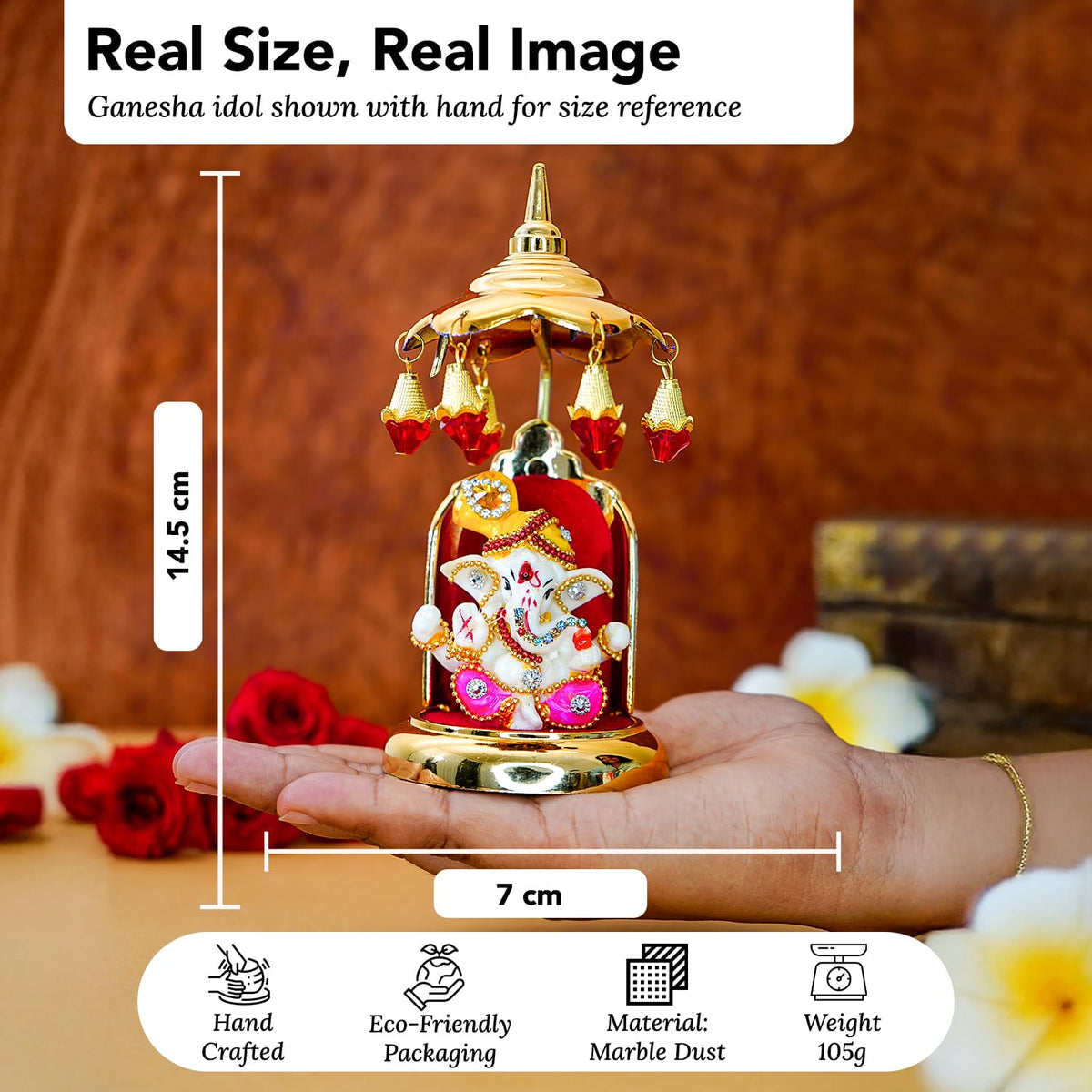 Ganesh Idol for Car Dashboard with Umbrella | Ganpati Idol for Cars | Vinayak Idols for Car Dashboard, Home Decor | Ganapathi for Home | Vinayagar Statue for Office Desk
