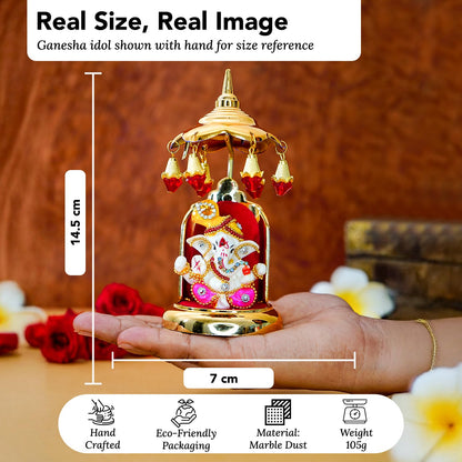 Ganesh Idol for Car Dashboard with Umbrella | Ganpati Idol for Cars | Vinayak Idols for Car Dashboard, Home Decor | Ganapathi for Home | Vinayagar Statue for Office Desk