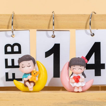 ascension Sweety Moon Couple Miniature Figurine Showpiece Gift for Your Love Romantic Valentine Day Gift for Girlfriend, Boyfriend Cute Baby Dolls Couple Showpiece Valentines Gift Items