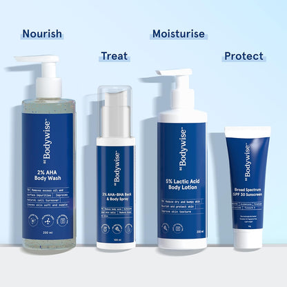 Be Bodywise 2% AHA Body Wash | With 1% Lactic Acid, Glycolic Acid & 4% Glycerin | Exfoliates & Promotes Glowing Skin | Smoothens Rough & Bumpy Skin | Daily Use Shower Gel | 250ml