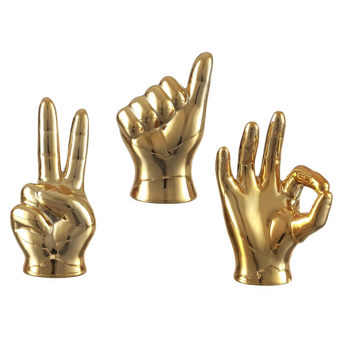 Set Of 3 Hand Sign Fantasy Showpiece Statue Collectible Figurines(Multi,Ceramic)Decorative Items For Home Decor Living Room Bedroom Wall Shelf Office Table Top Decoration Gifting