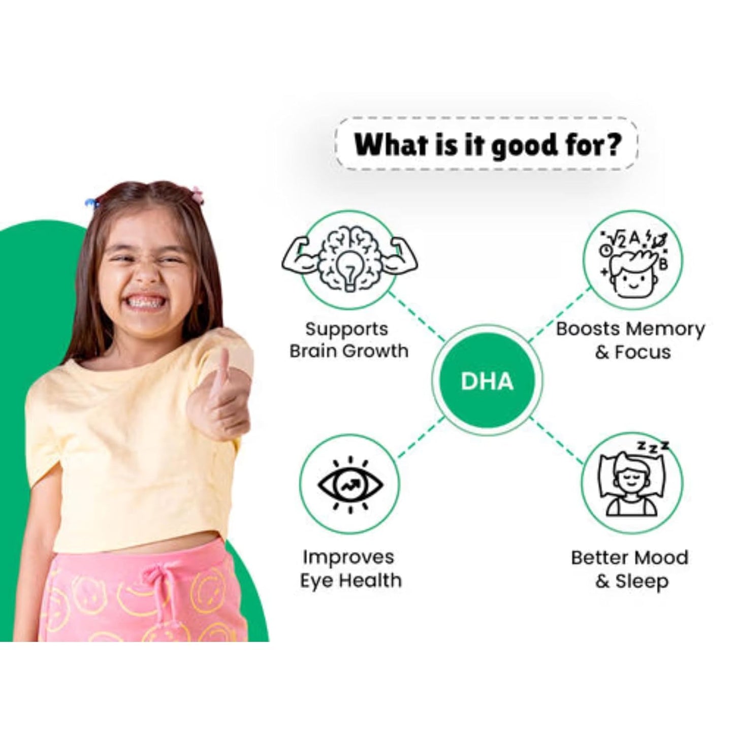 Little Joys DHA Brain Health Gummies For Kids | 2-6 years | 60 Day Pack | Improved Concentration, Mood & Sleep | Packed With 8 Vitamins & Minerals | Multivitamin Gummies For Kids With No Added Sugar