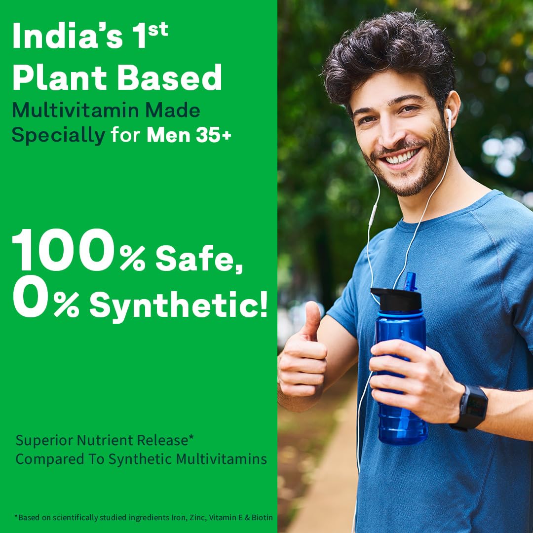 OZiva Plant Based Multivitamins for Men 35+| For Heart & Muscle Health, Stamina & Performance| With Guduchi Extract, Vegan Vitamin D3, 50 Vegetarian Capsules