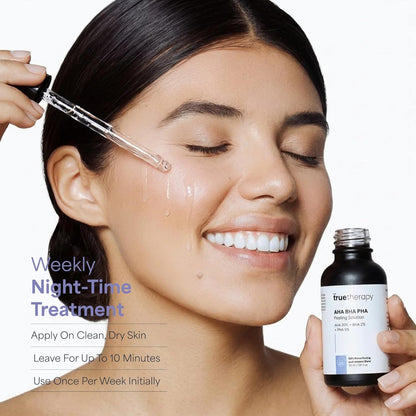 The True Therapy 30% AHA + 2% BHA + 5% PHA Skin Peeling Solution for Instant Glowing Skin – 30 ml