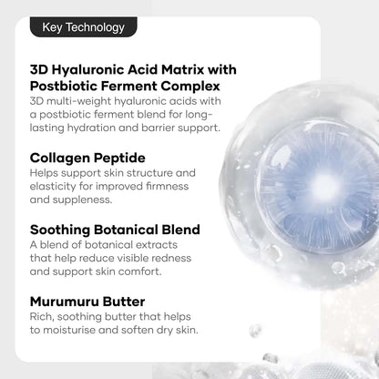 Cureskin Derma Rescue Cream Hydrating Face Moisturiser for Dry, Dehydrated & Sensitive Skin | 3D Hyaluronic Acid Matrix + Collagen Peptide + Postbiotics | Barrier Repair, Long-Lasting Hydration | 17g