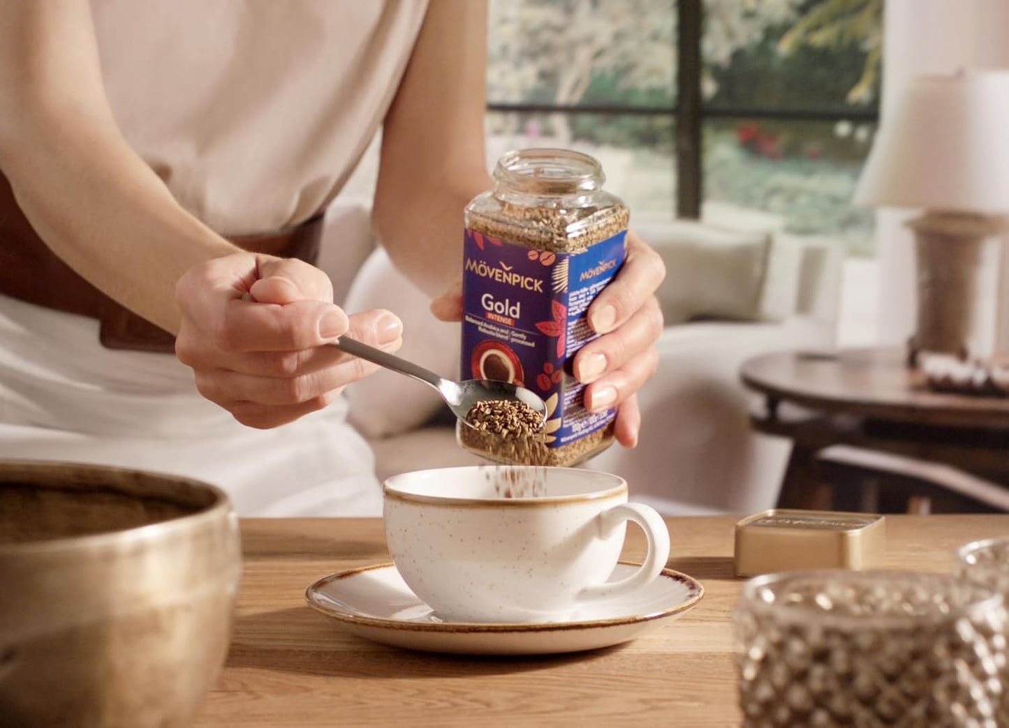 Movenpick Gold Intense Imported Instant Coffee - Classic Instant Powder, With Rich Aroma, Arabica & Robusta Blend, Strong Freeze Dried, Premium Pure Roasted, High Caffeine, Weight 100g