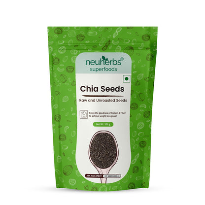 Neuherbs Chia Seeds – 200gm|Raw & Unroasted| Seeds for Weight Management & Glowing Skin| Rich in Calcium, Protein & Fiber with Omega 3| Gluten-Free Healthy Snacks
