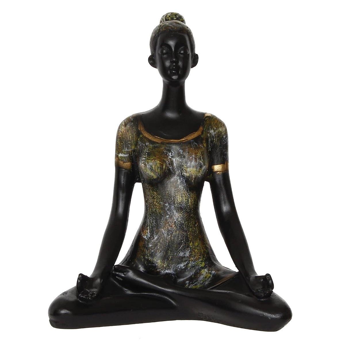 Grey Black Resin Woman in Sukhasana Easy Pose | Yoga Woman Statue Showpiece for Home Decor Living Room Bedroom Office Yoga Studio | Womens Day Gift for Ladies | Birthday Gift for Women