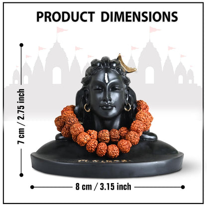Resin Adiyogi Shiva Statue for Car Dashboard, Shiv Ji Mahadev Adi Yogi Idol Statue with Rudraksha Mala for Home and Car Dash Board (Medium)