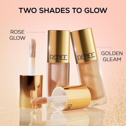 RENEE You are Glowing Liquid Highlighter for Face Makeup – Rose Glow | Illuminating, Dewy Finish | Long-Lasting, Radiant, Pearly Finish | Vitamin E, Jojoba Oil Infused | 6 ml