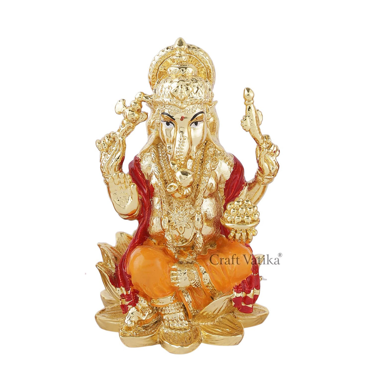 Lord Ganesh Idol Statue for Car Dashboard Gold Plated Ganesha Idols Showpiece for Home Decor & Gifts