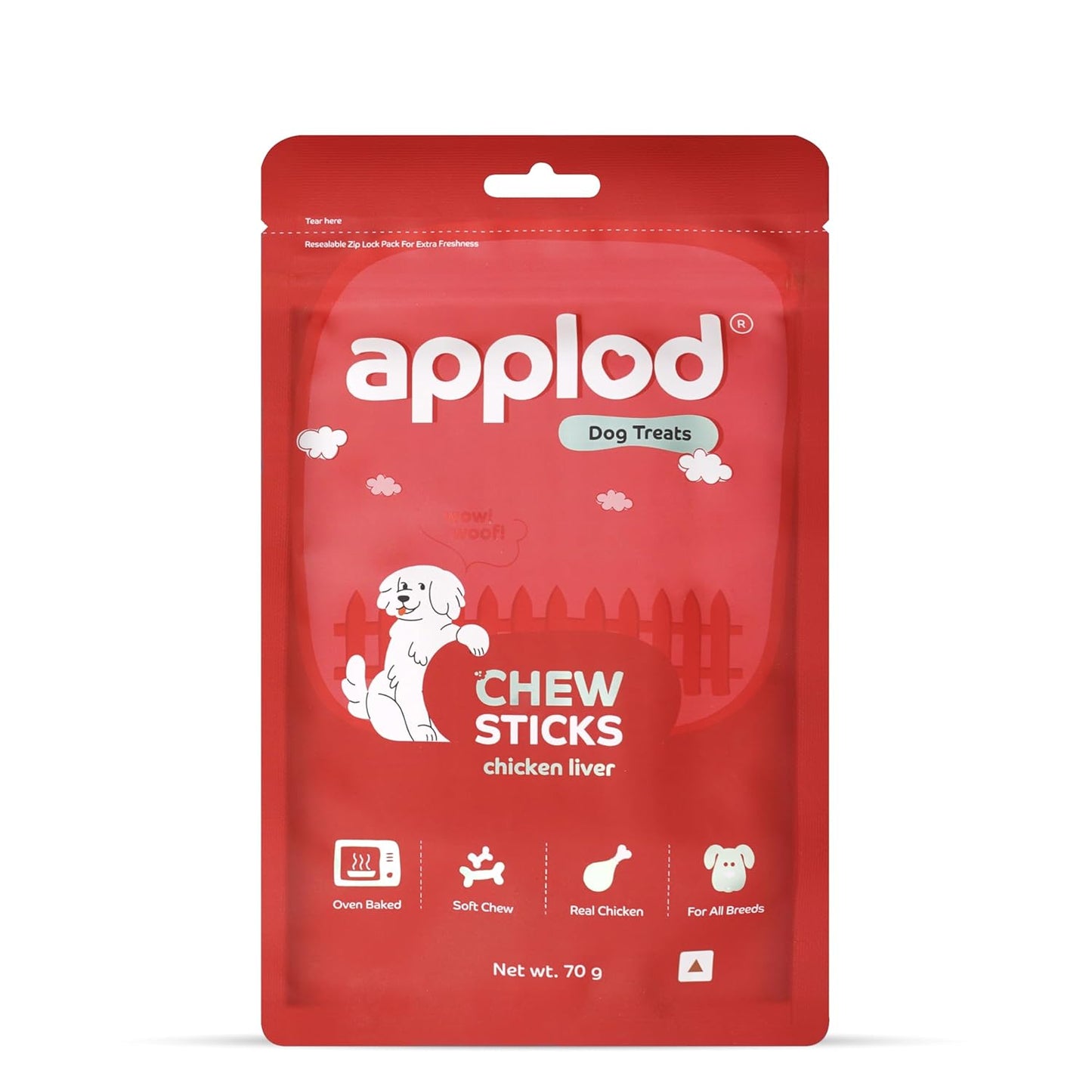 Applod Chicken Liver Chew Sticks for Puppies & Adult Dogs | Soft & Chewy Training Treats for All Breeds | Healthy Easy-to-Chew Dog Snacks | 70g