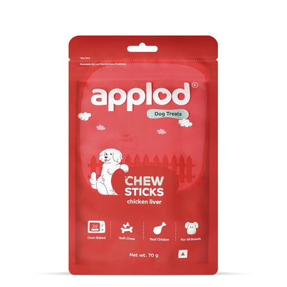 Applod Chicken Liver Chew Sticks for Puppies & Adult Dogs | Soft & Chewy Training Treats for All Breeds | Healthy Easy-to-Chew Dog Snacks | 70g