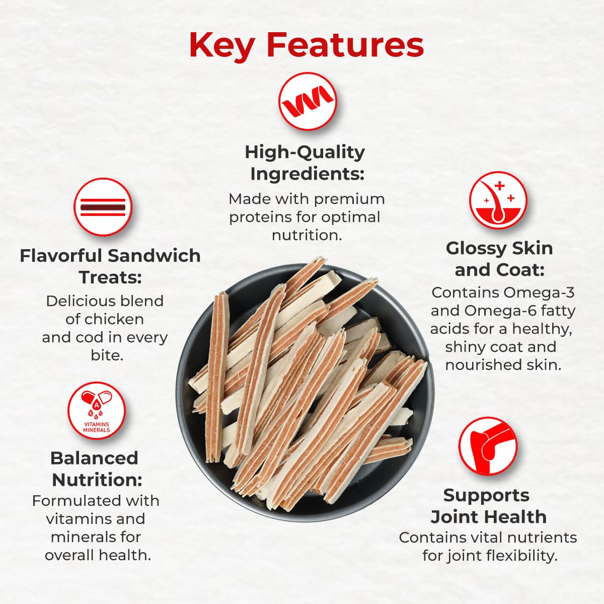 Drools Cod Fish Sandwich Dog Treat, 70 g | Made with Real Chicken & Cod Fish | High Protein Training Treat | for Puppy & Adult Dogs