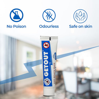 GETOUT Anti Roach Paste Cockroach Killer Gel 180g | Long-Lasting & Highly Effective Formula for Kitchen, Home & Commercial Use | Easy Application, No Smell & Non-Messy Cockroach Control Solution for Home (Pack of 4)