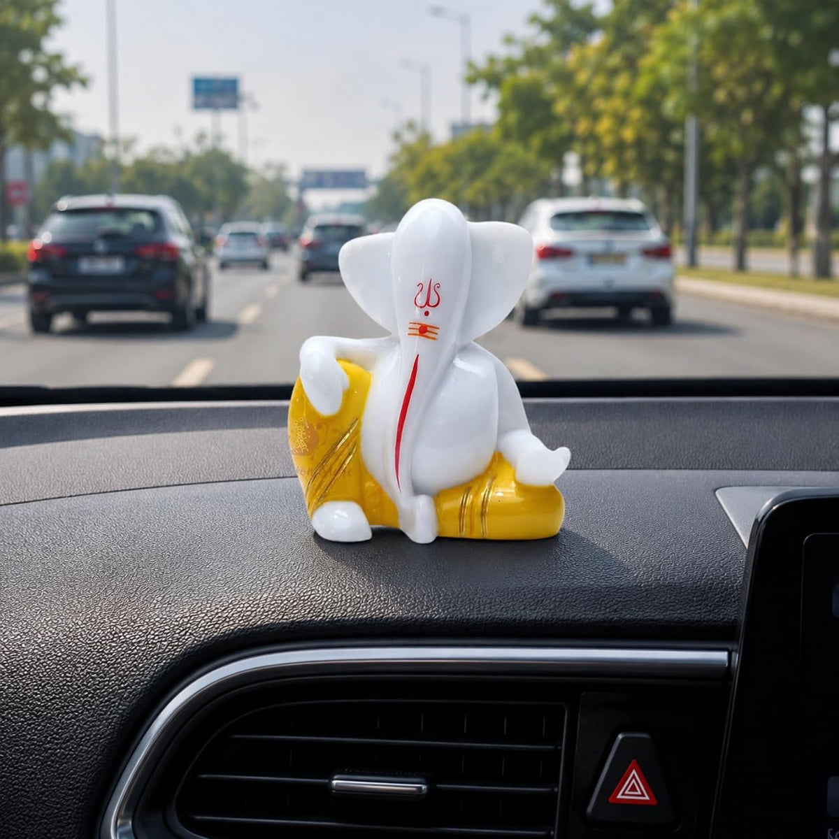 Bal Ganesha Idol, Small Ganesh Murti for Home Temple, White Gold Ganpati Bappa Statue, Baby Ganesha Showpiece for Pooja Room, Home Decor, Diwali Gift