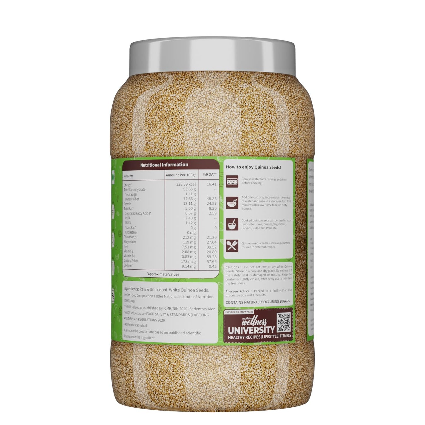 Neuherbs Raw & Unroasted Quinoa Seeds 1 Kg | Rich in Protein, Fiber & Iron | Supports Heart & Bone Health | Helps In Weight Management | Naturally Gluten Free