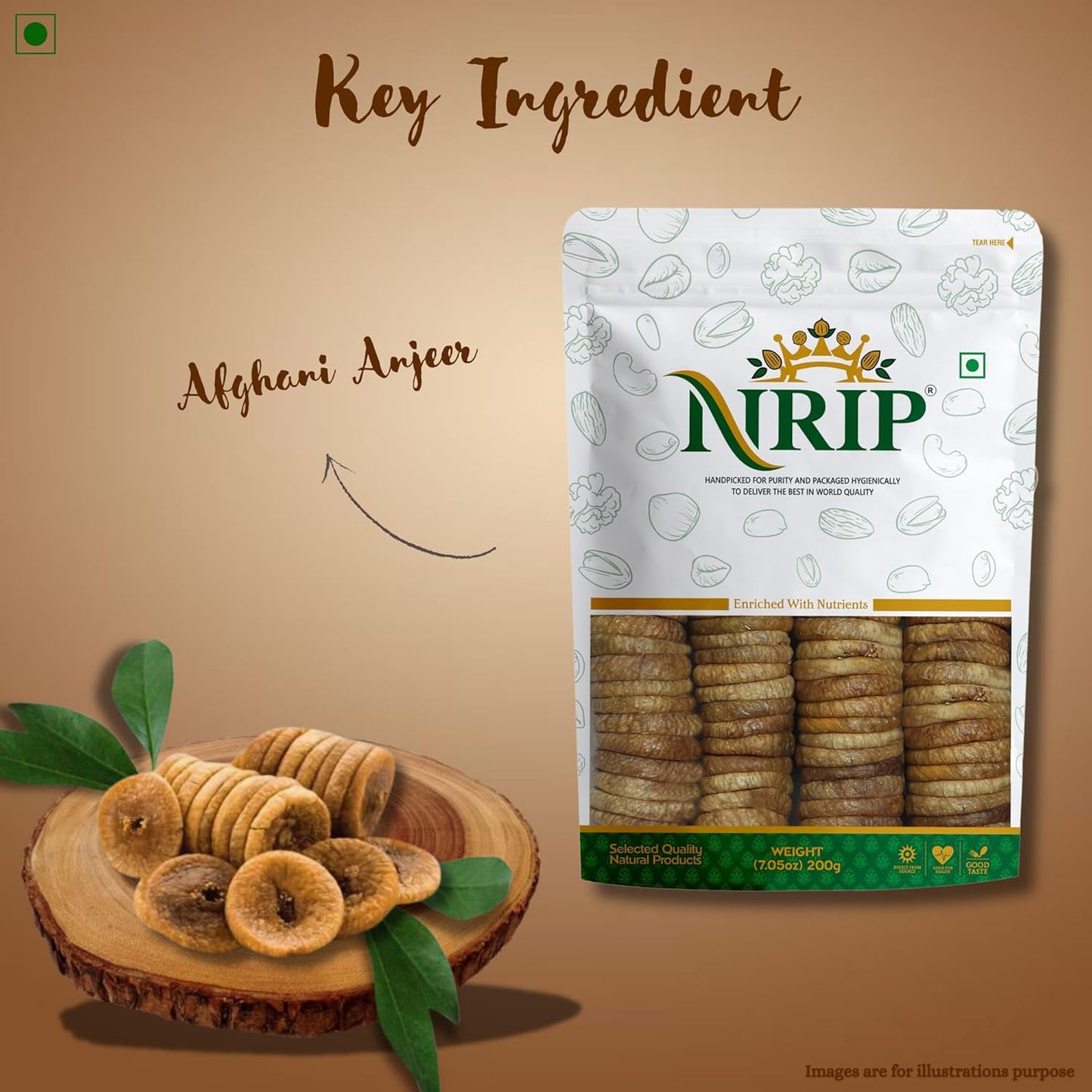 NRIP Premium Dried Afghani Anjeer 200g I Low in Fat | Dry Fruits in Fresh | Healthy Snacks I Rich Source of Vitamins Dietary Fiber | Dry Figs