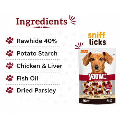 Gnawlers Yaowo Rawhide Braided Bone Filled with Chicken Inside - 500 g (5-inch)