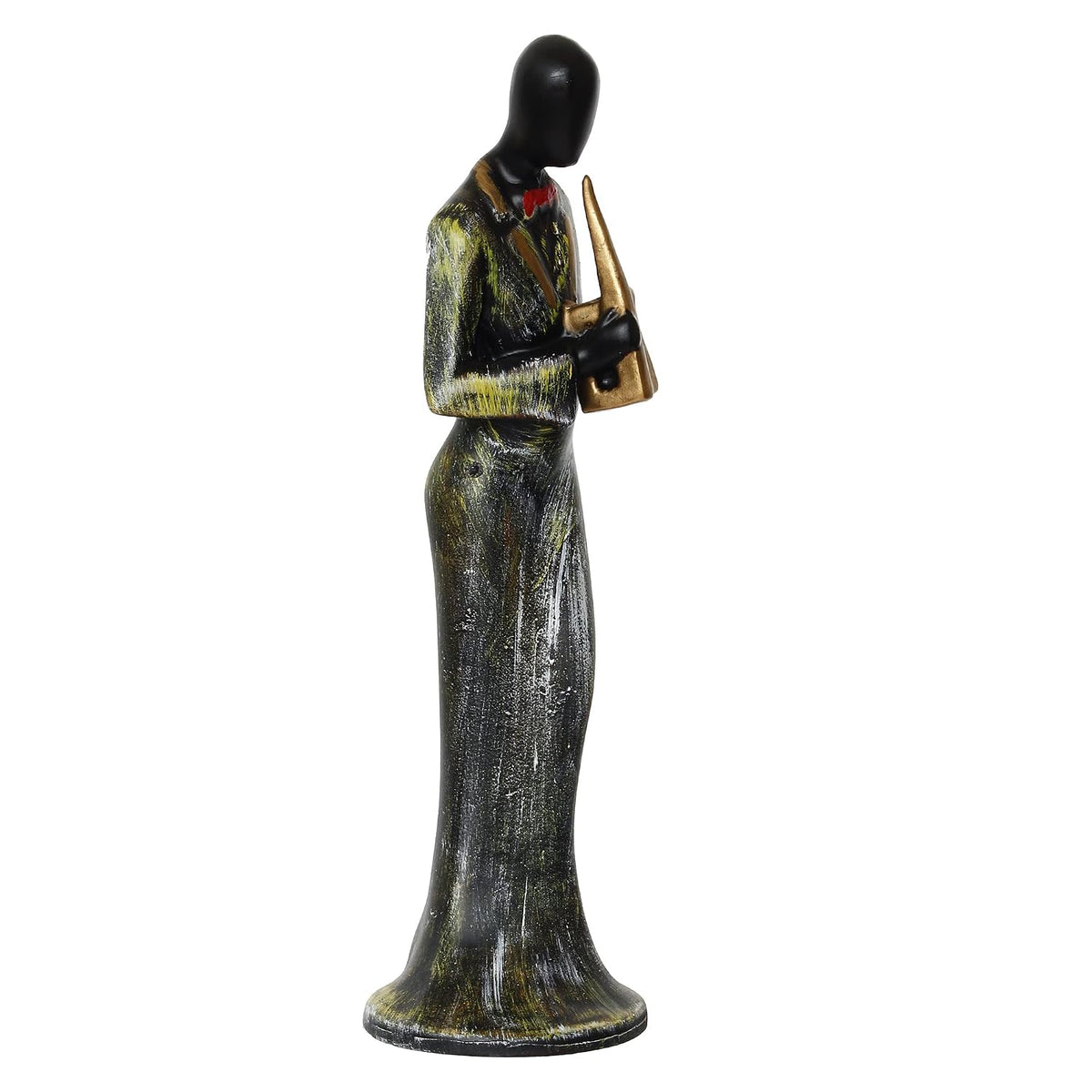 Resin Woman Playing Wind Musical Instrument Showpiece for Home Decor Living Room Bedroom Office Desk Table TV Unit | Womens Day Gift for Ladies | Housewarming Birthday Gift for Women