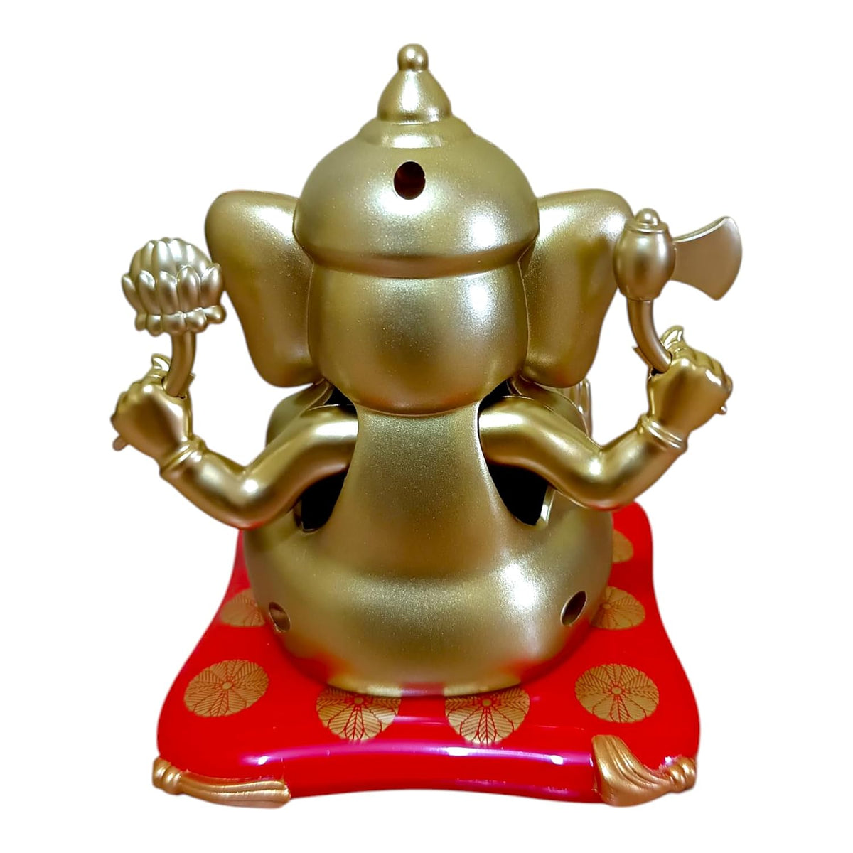 Solar Powered Hand Moving Ganesha Ganesh Ganpati Gajanan Statue Idol Murti Gift Item Decorative Showpiece Multicolor Polyresin Pack of 1 (B280)