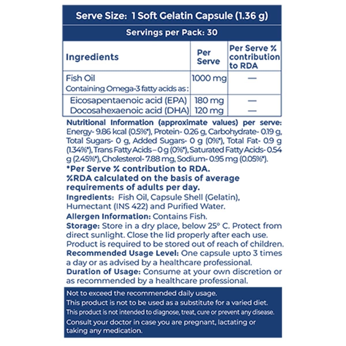 Siens By Dabur Omega-3 Fish Oil Capsules 1000mg - 30 softgels| Supports Heart, Skin & Joint Health | With EPA & DHA | Sustainably Sourced from wild-caught Icelandic Fish | Capsule for Men & Women