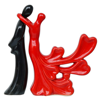 eCraftIndia Romantic Hugging Couple Showpiece(Resin, Red Black)|Decorative Loving Couple Statue|Home Decor Items for Living Room Bedroom Hall Office Desk| Gifts for Anniversary Valentines Day Birthday