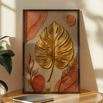 Floral Botanical Wall Painting with Frame | Premium Textured Flower & Leaf Artwork, Pastel Nature Wall Decor Framed for Living Room Bedroom Office and Home Decoration (Art-20,13x19inch)