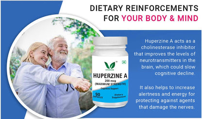 VITARUHE® Huperzine A 200mcg Per Serving, 90 Capsules, (Huperzine A Supplement), Supports Focus, Cognition, Memory and Learning Ability, Premium Brain Health Supplement, No GMOs