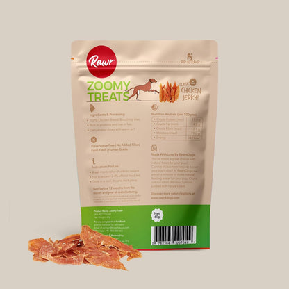Rawr4dogs Zoomy Treats | Classic Chicken Jerky | 50gms | Training Treats | Suitable for All Ages