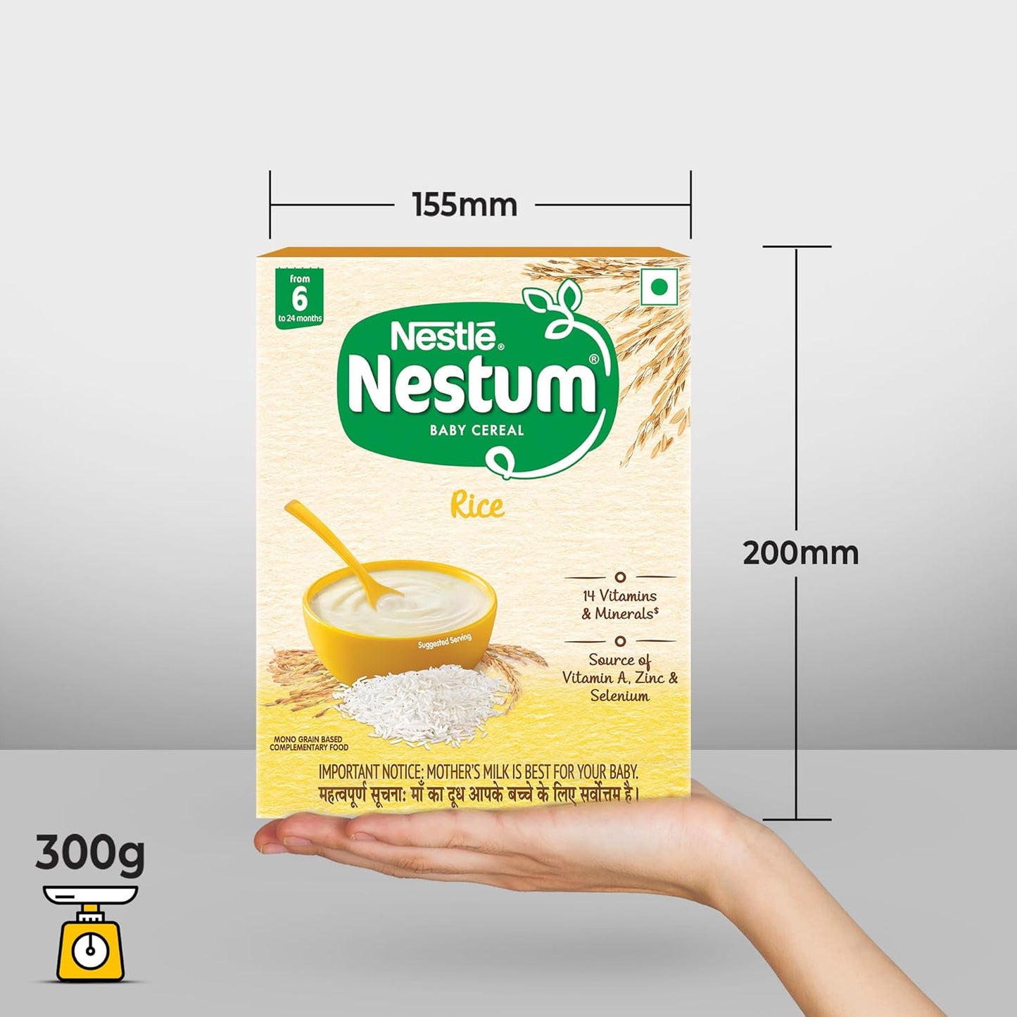 Nestum Baby Cereal – From 6 to 24 Months, Rice, 300g/325g, Bag-in-Box Pack (weight may vary)