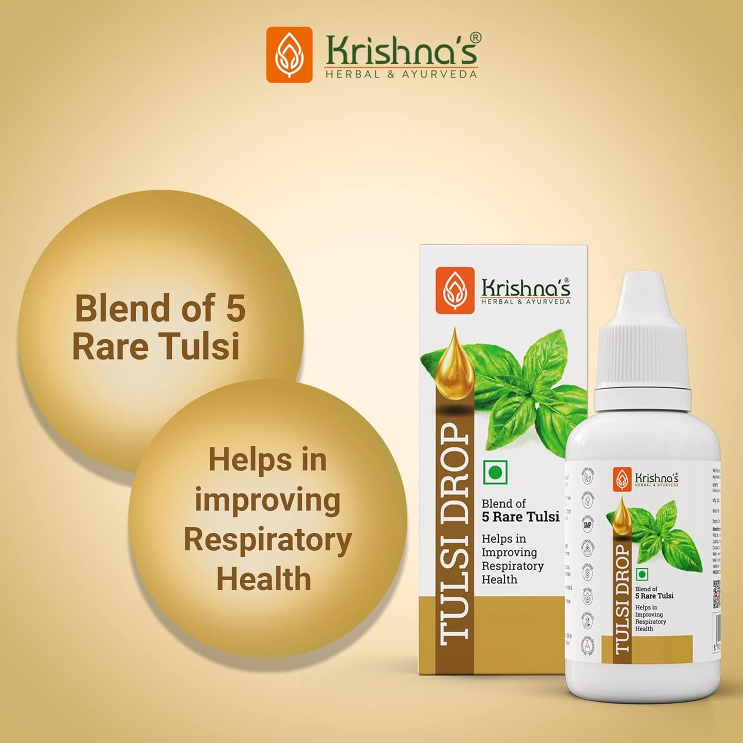 Krishna's Tulsi Drops- Concentrated Drops of 5 Rare Tulsi for Natural Immunity Boosting 10 ml |No Added Preservatives | Manufactured in Glass DistillationUnit