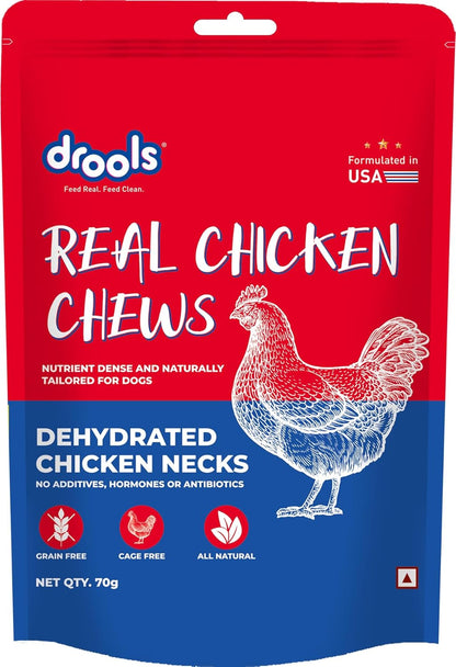 Drools Dog Treats, Dehydrated Real Chicken Chews Necks, 70g, All Life Stages, Bone