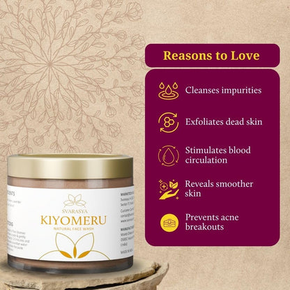 Svarasya Kiyomeru Powder Face Wash | 100 gms Ancient Natural Face Wash for Sensitive Skin | Chemical Free | Suitable for Oily and Dry Skin | For Men and Women