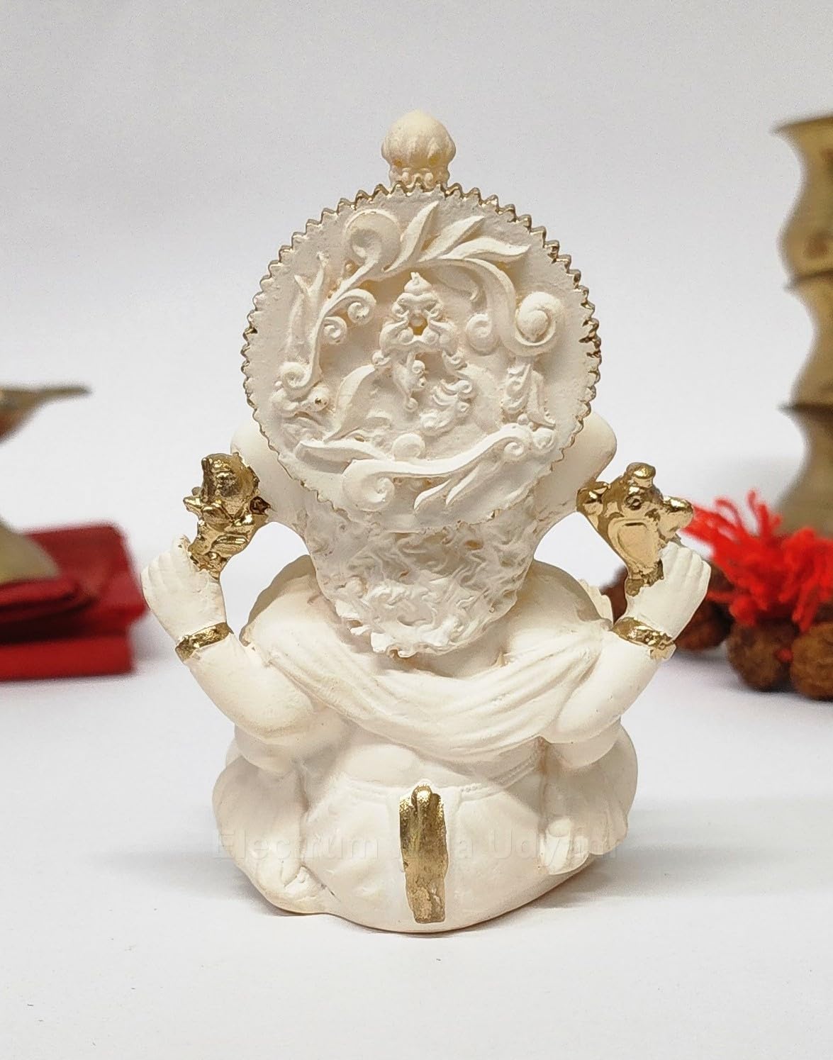 Peach Ivory Terracotta Vinayagar Ganesha Idol Perfect for Car Dashboard, Office Desk, Home Decor, and Gifting | (PEACHTERRVINAYAGAR 4")