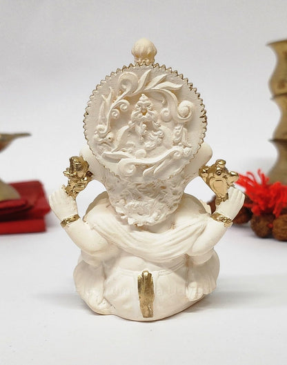 Peach Ivory Terracotta Vinayagar Ganesha Idol Perfect for Car Dashboard, Office Desk, Home Decor, and Gifting | (PEACHTERRVINAYAGAR 4")