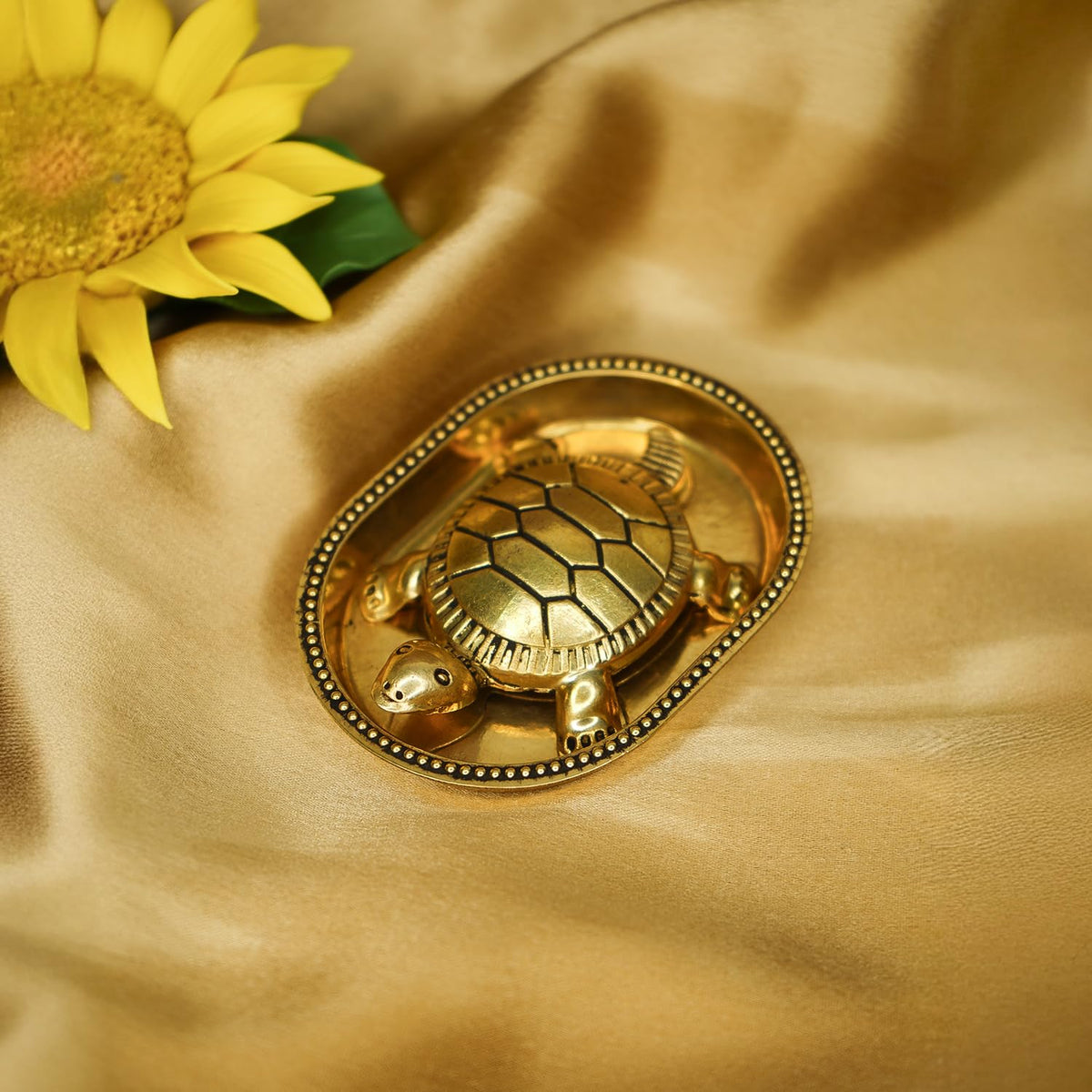 100% Pure Brass Tortoise Vastu with Brass Plate | Tortoise for Good Luck for Home | Fengshui Turtle with Secret Wish & for Wealth | Kachuwa for Vastu | Good Luck Items for Office Desk & Gifts